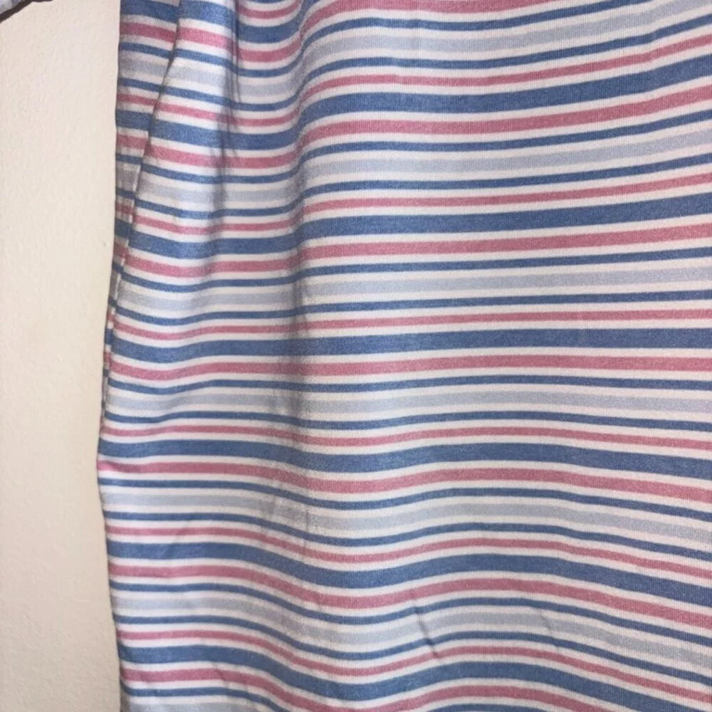 Peter Millar Summer Comfort Blue and Pink Stripe Short Sleeve Polo size Large